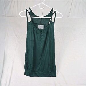 Traleubie Cross back Tank Top Women Green Small Rayon Spaghetti Straps